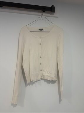 Express Cream Button-Front Lightweight Cardigan